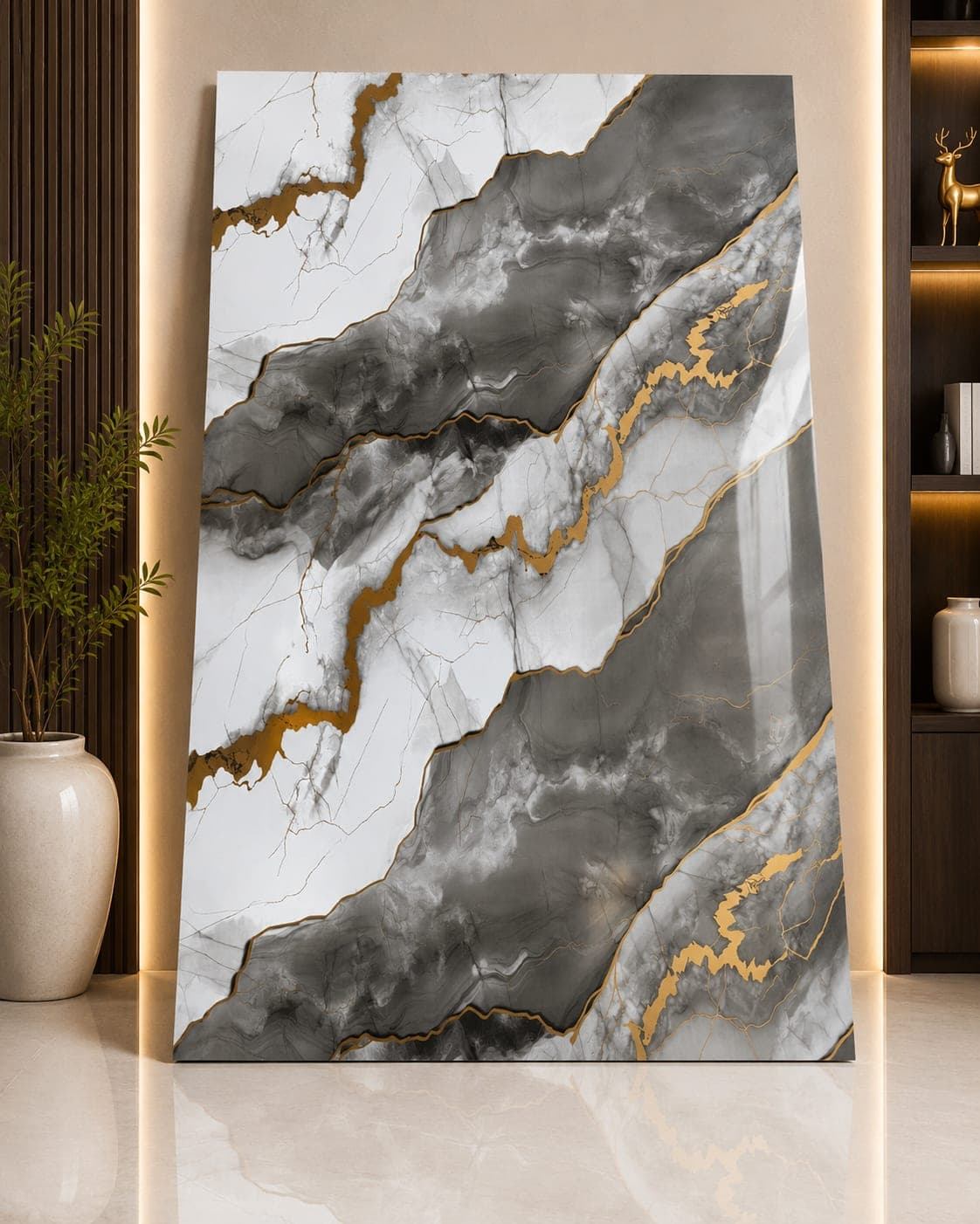 Luxury Grey & White Marble UV Sheet | Premium PVC Wall Panel | 8 × 4 Feet