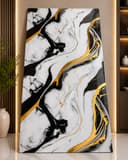 Luxury Black White Gold Digital UV Marble Sheet | Premium PVC Wall Panel | 8 × 4 Feet