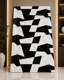 Black & White Geometric UV Marble Sheet | Premium PVC Wall Panel | 8 × 4 Feet