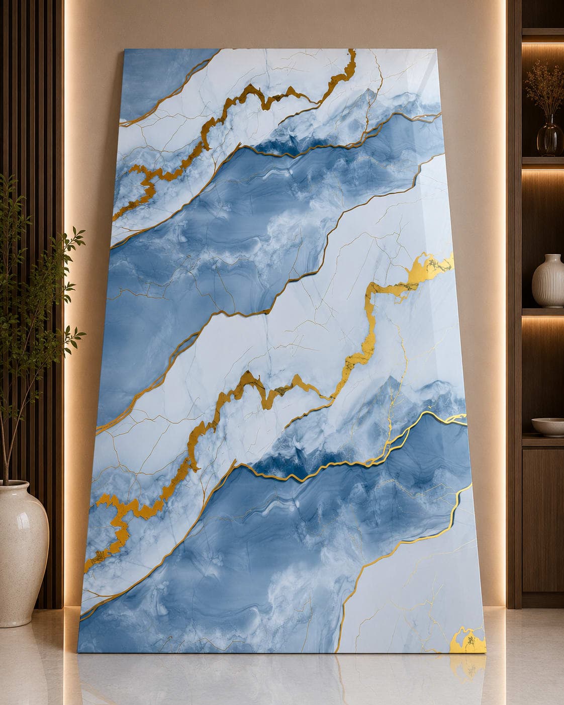 Blue Ocean Marble UV Sheet | Premium PVC Wall Panel | 8 × 4 Feet
