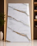 Luxury White Gold Flow UV Marble Sheet | Premium PVC Wall Panel | 8 × 4 Feet