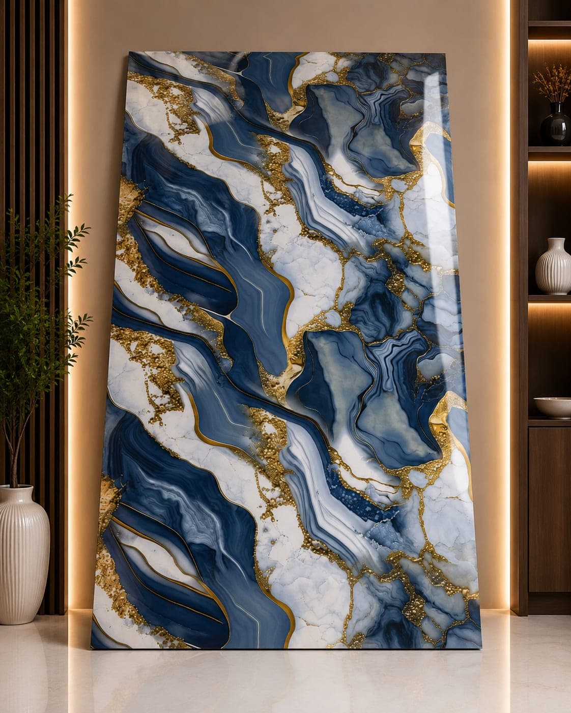 Blue Agate Self Adhesive UV Marble Sticker | Peel & Stick PVC Wall Sheet | 10 × 4 Feet | ST8001