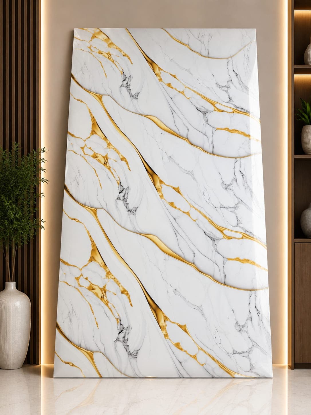 White Gold Marble Self Adhesive UV Marble Sheet | Premium PVC Wall Sticker | 10 × 4 Feet