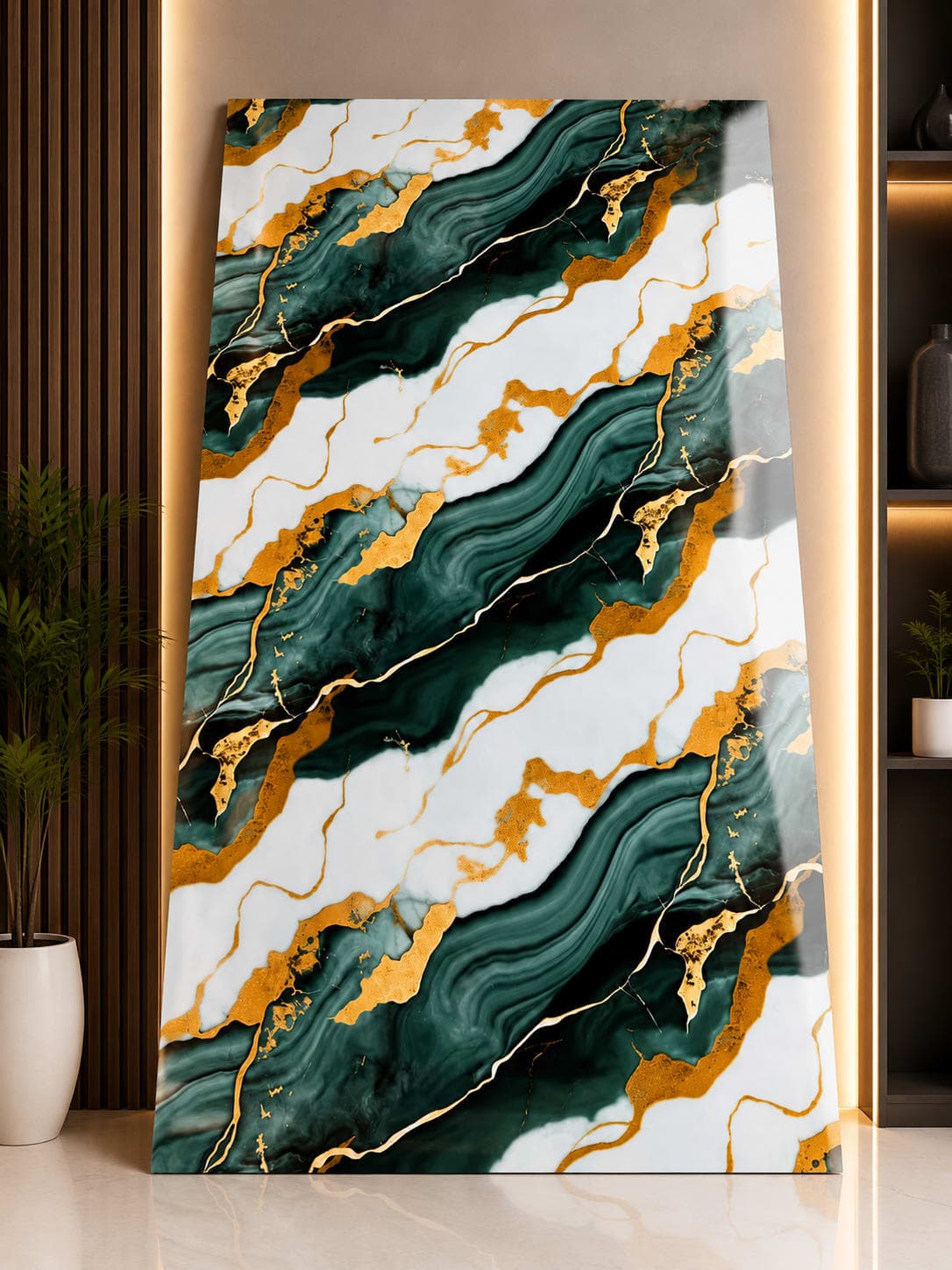 Self Adhesive UV Marble Sticker ST8010 | Premium Green Marble Wall Sheet | 10ft × 4ft