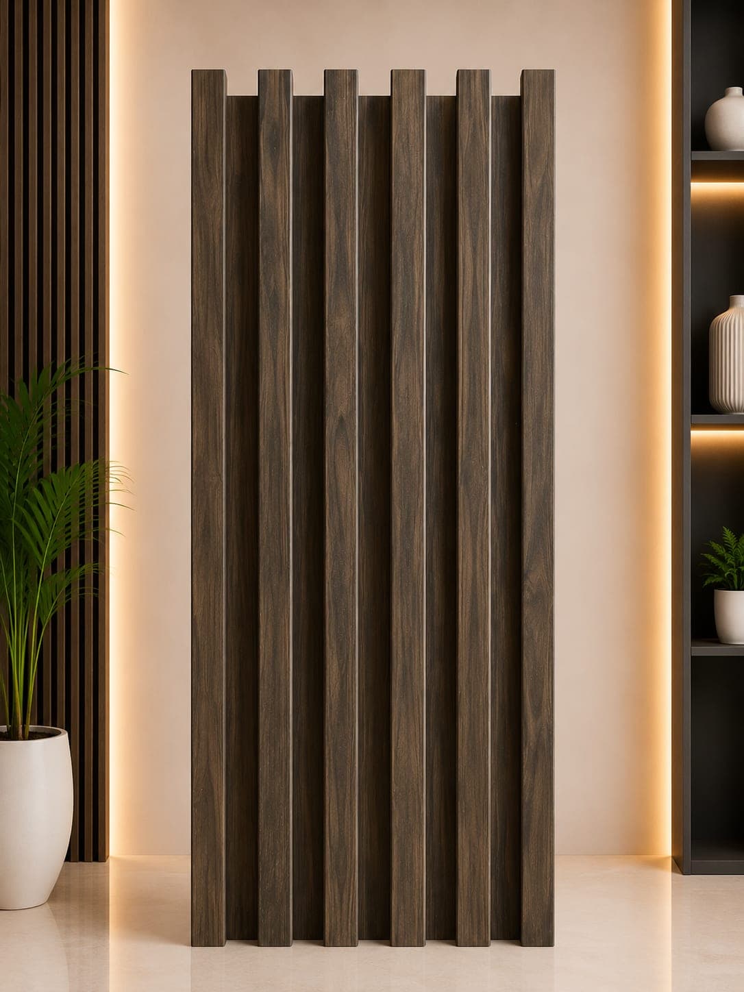 Dark Walnut WPC Wall Panel  Interior Fluted Panel