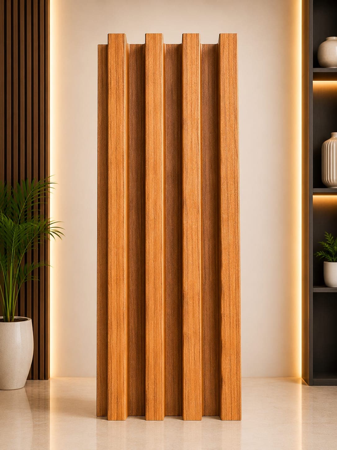 Teak Wood WPC Wall Panel | 22-24mm Decorative Fluted Panel