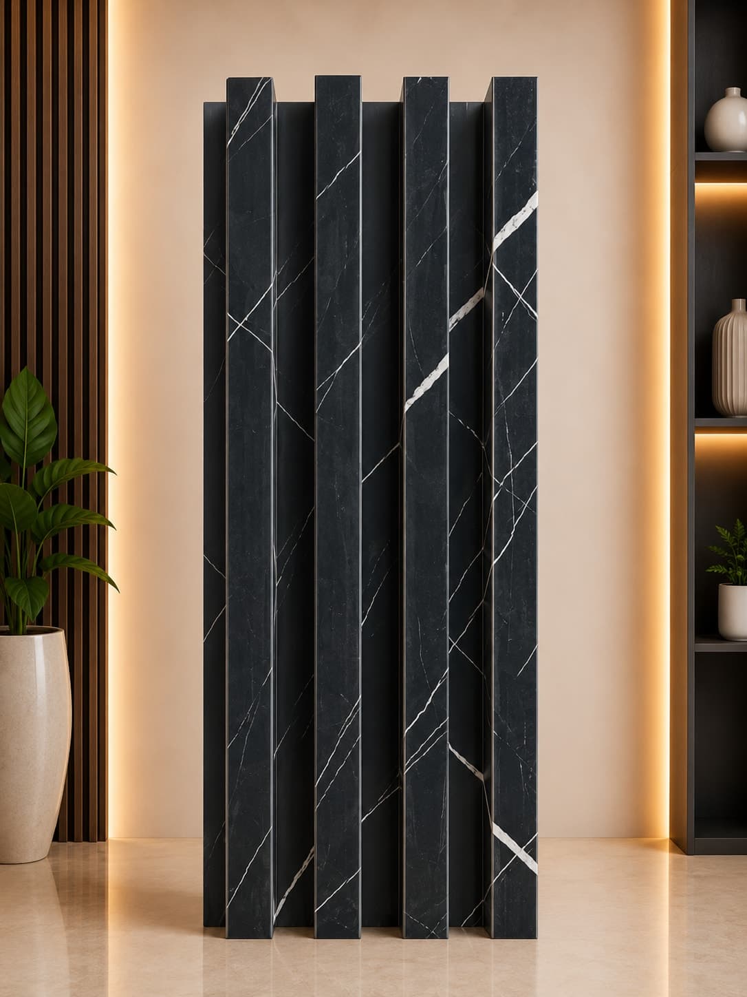 Black Marble WPC Wall Panel | 22-24mm Decorative Fluted Panel
