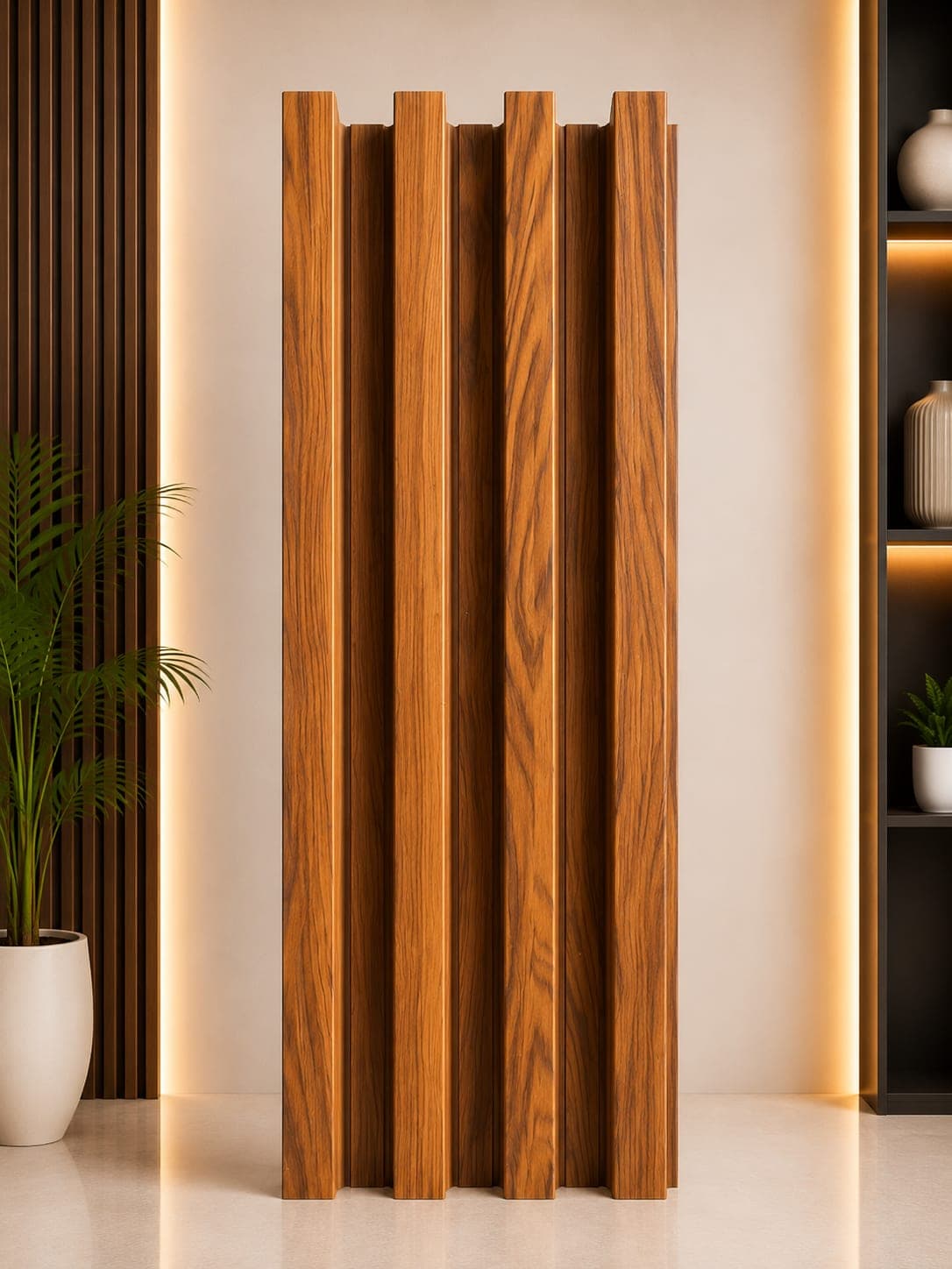 WPC Fluted Wall Panel  Premium Golden Oak Wood Finish | 22–24mm