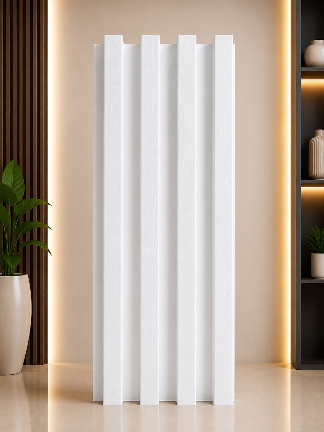 White WPC Louver Panel |  Decorative Wall Panel | 9.5ft x 6 Inch