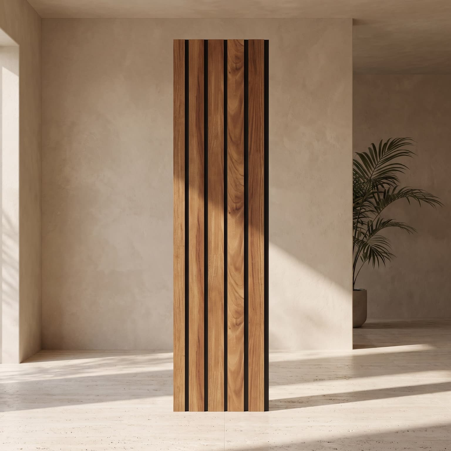 Natural Teak Wood Charcoal Wall Panel  120 × 2900 mm