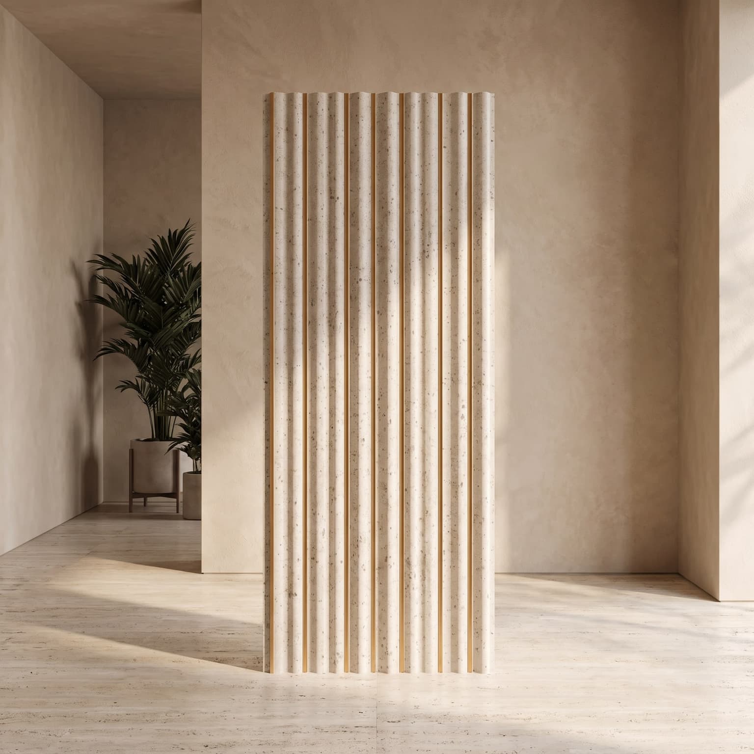 Ivory Travertine Charcoal Wall Panel  120 × 2900 mm