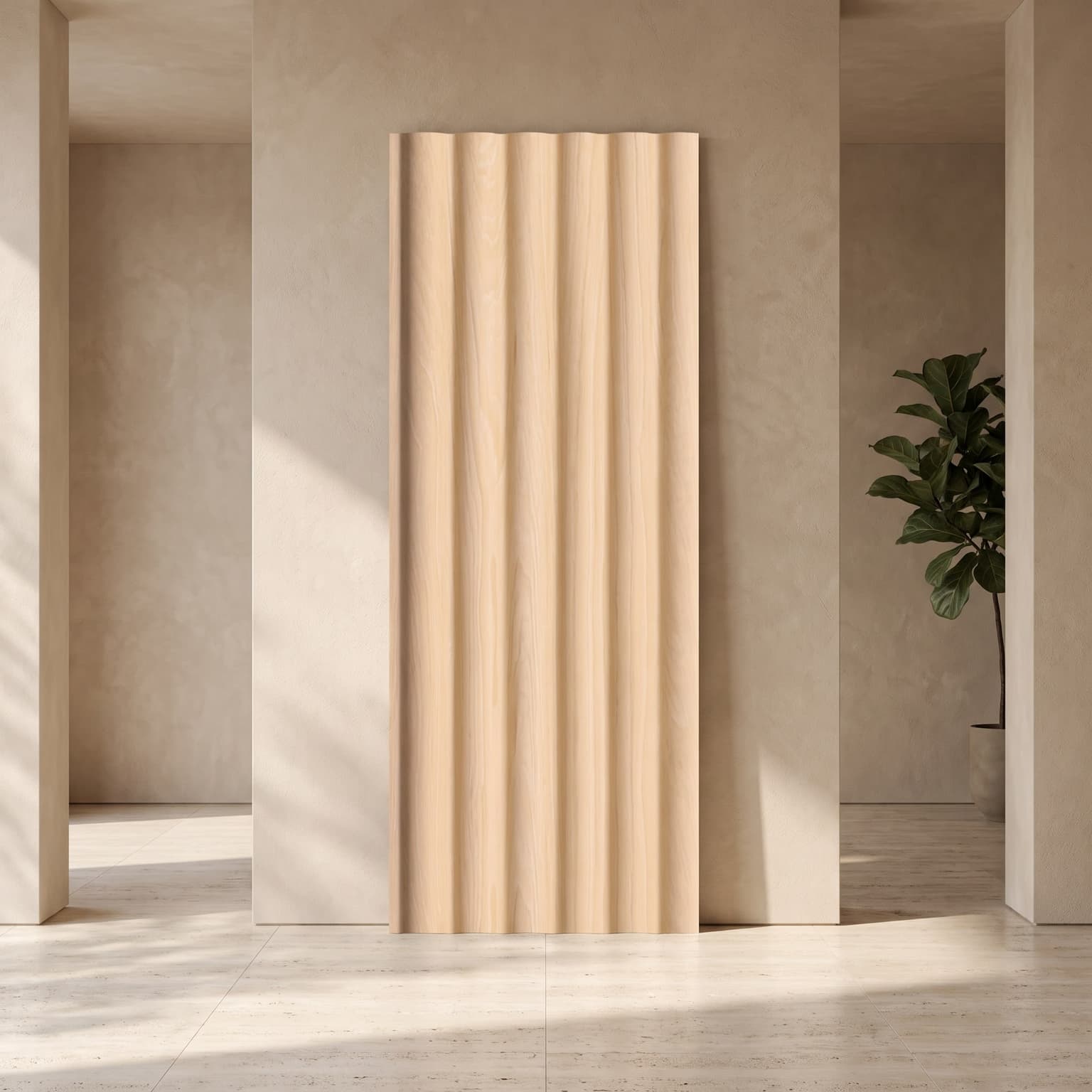 Natural Oak Wave Charcoal Wall Panel  120 × 2900 mm