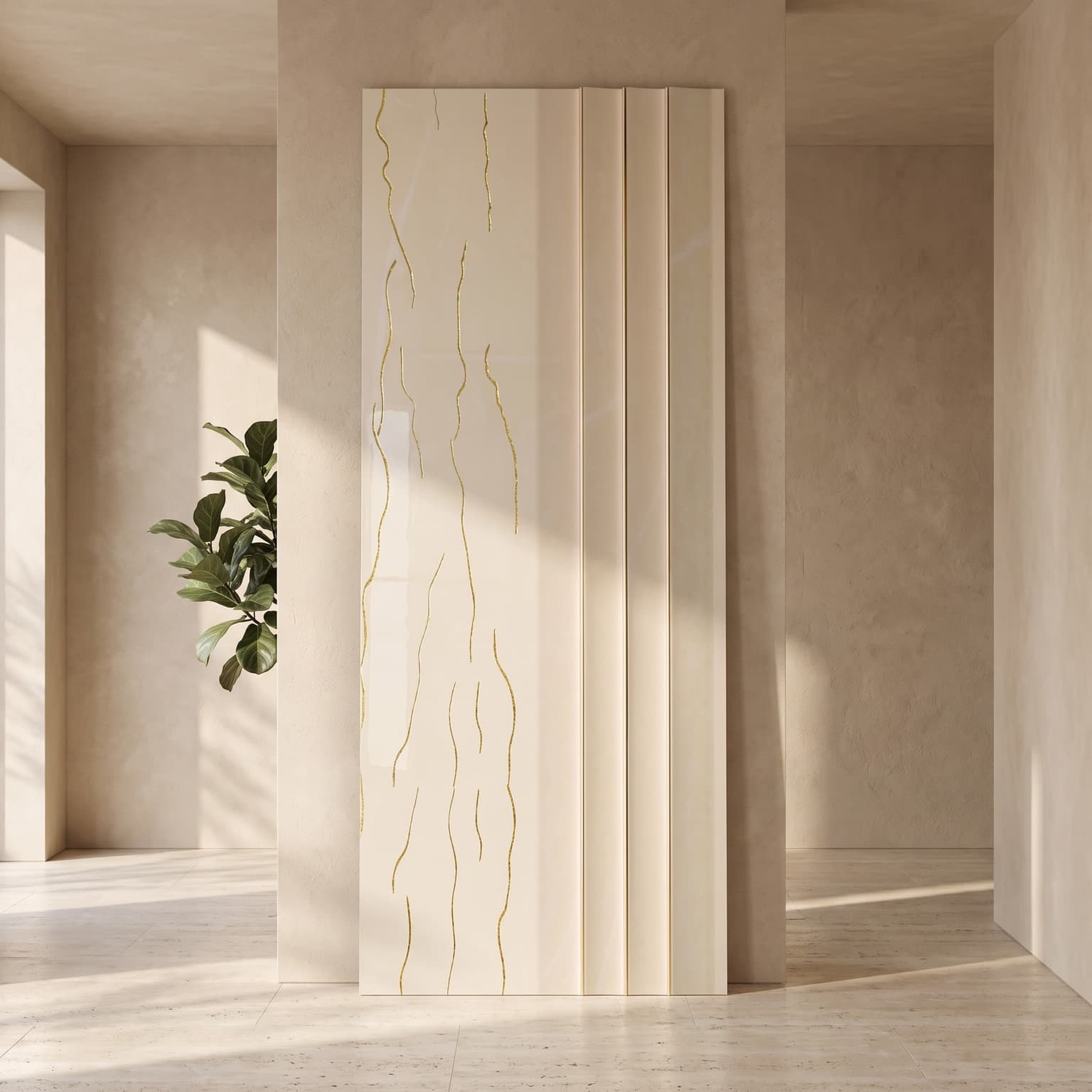 Ivory Gold Decorative Charcoal Wall Panel | 160 × 2900 mm