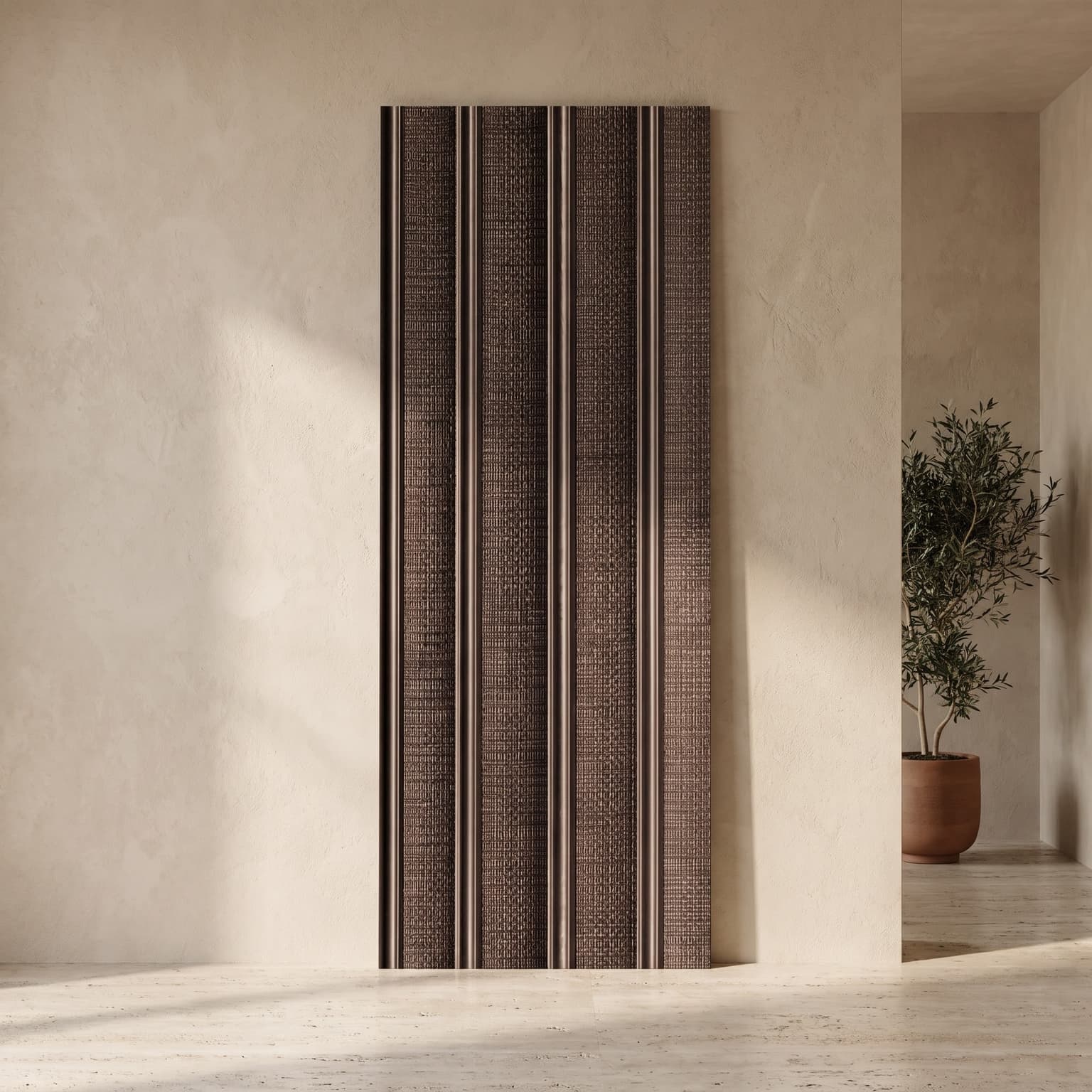 Charcoal Fabric Texture Decorative Wall Panel – Mocha Bronze Edition