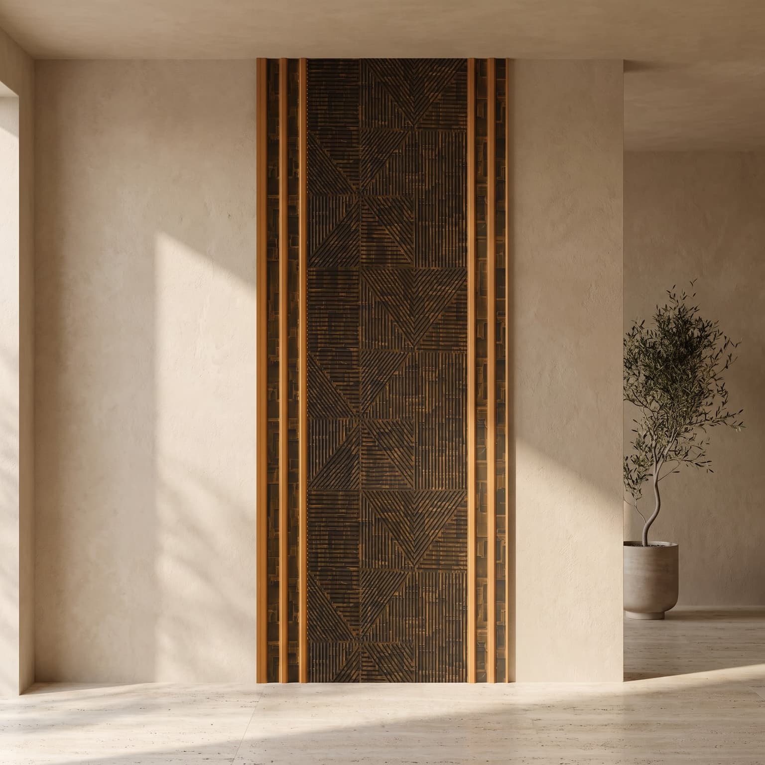Charcoal Bronze Geometric Designer Wall Panel (305 × 2900 mm)