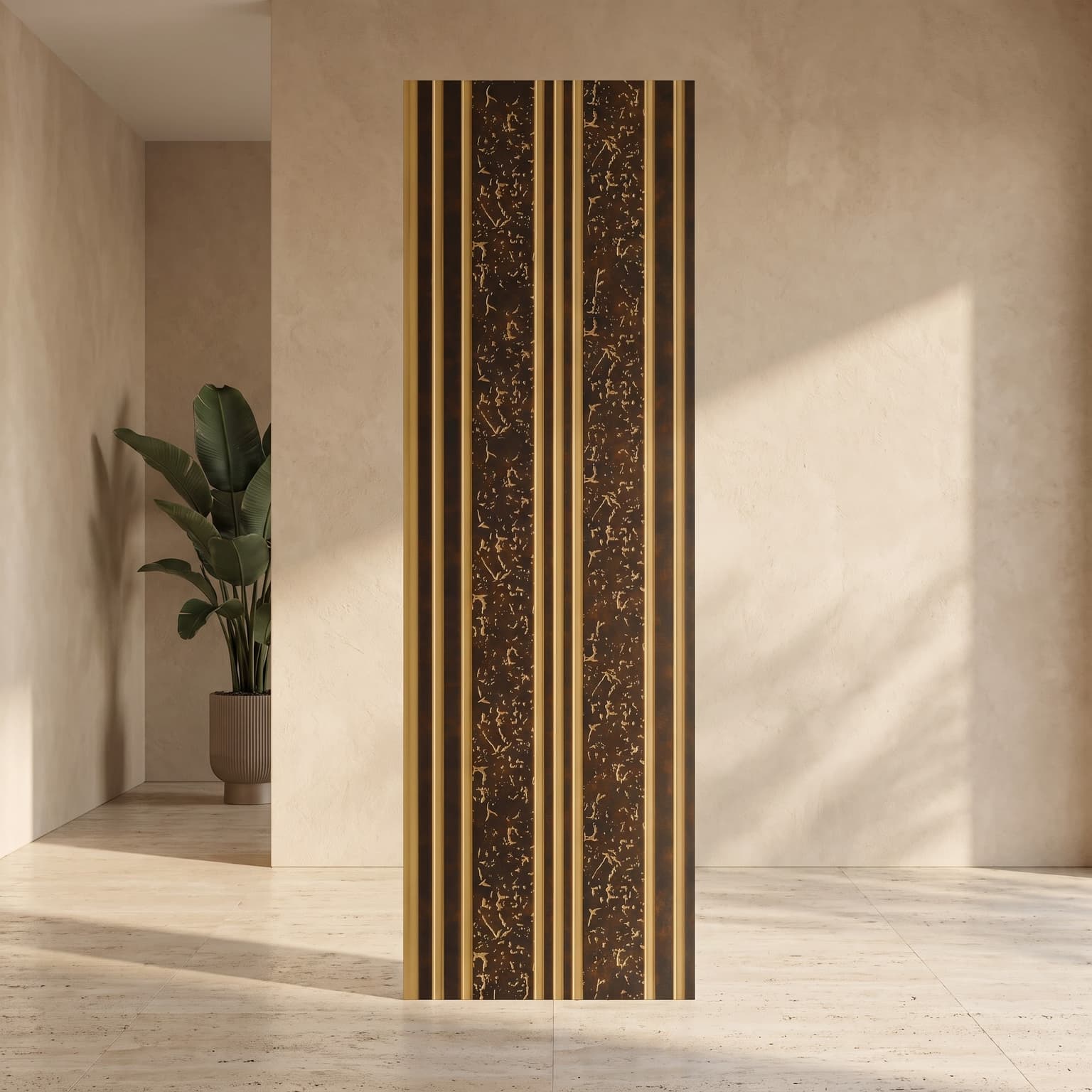 Charcoal Panel – Bronze Gold Textured Designer Wall Panel (305 × 2900 mm)