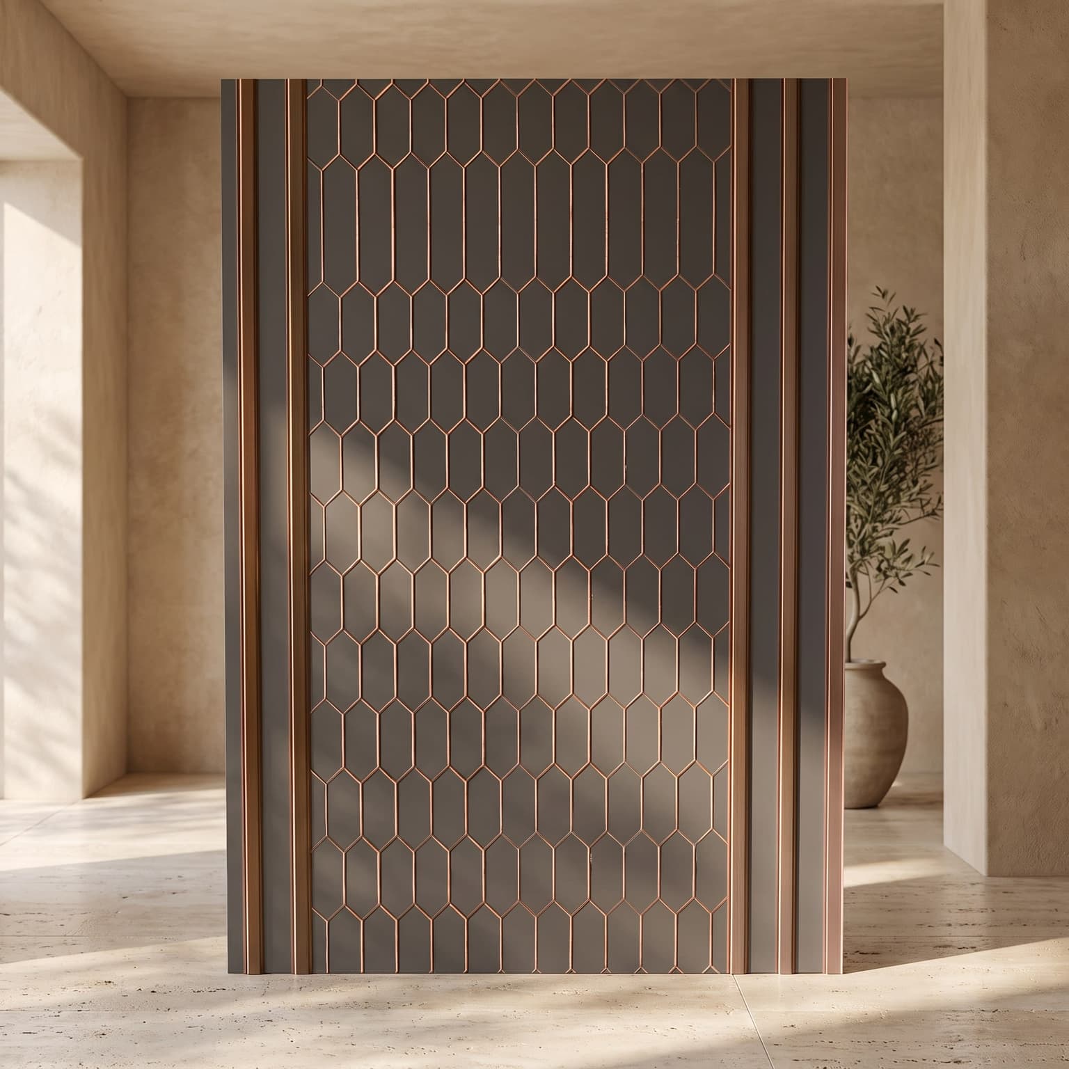 Charcoal Panel – Bronze Honeycomb Designer Wall Panel (305 × 2900 mm)