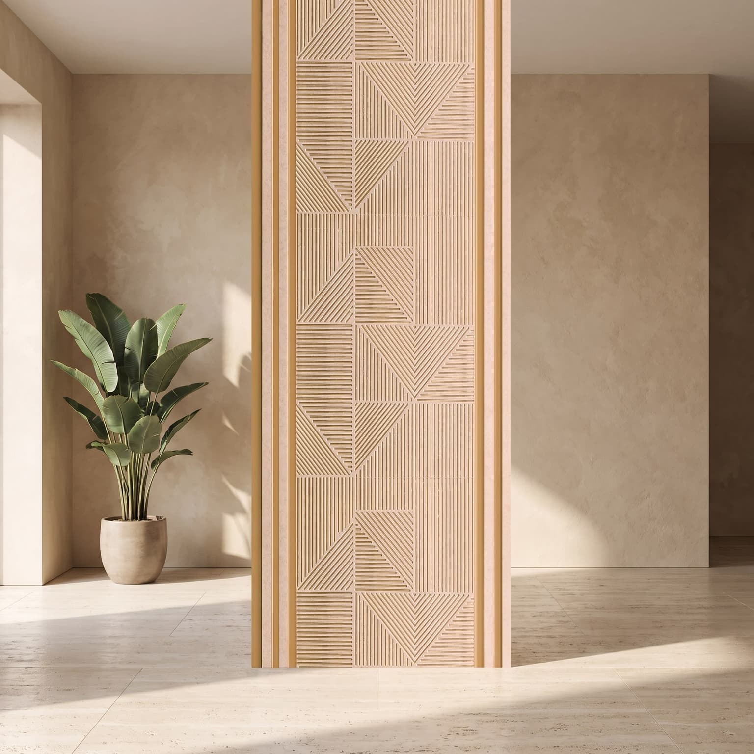 Charcoal Panel – Natural Oak Geometric Designer Wall Panel (305 × 2900 mm)