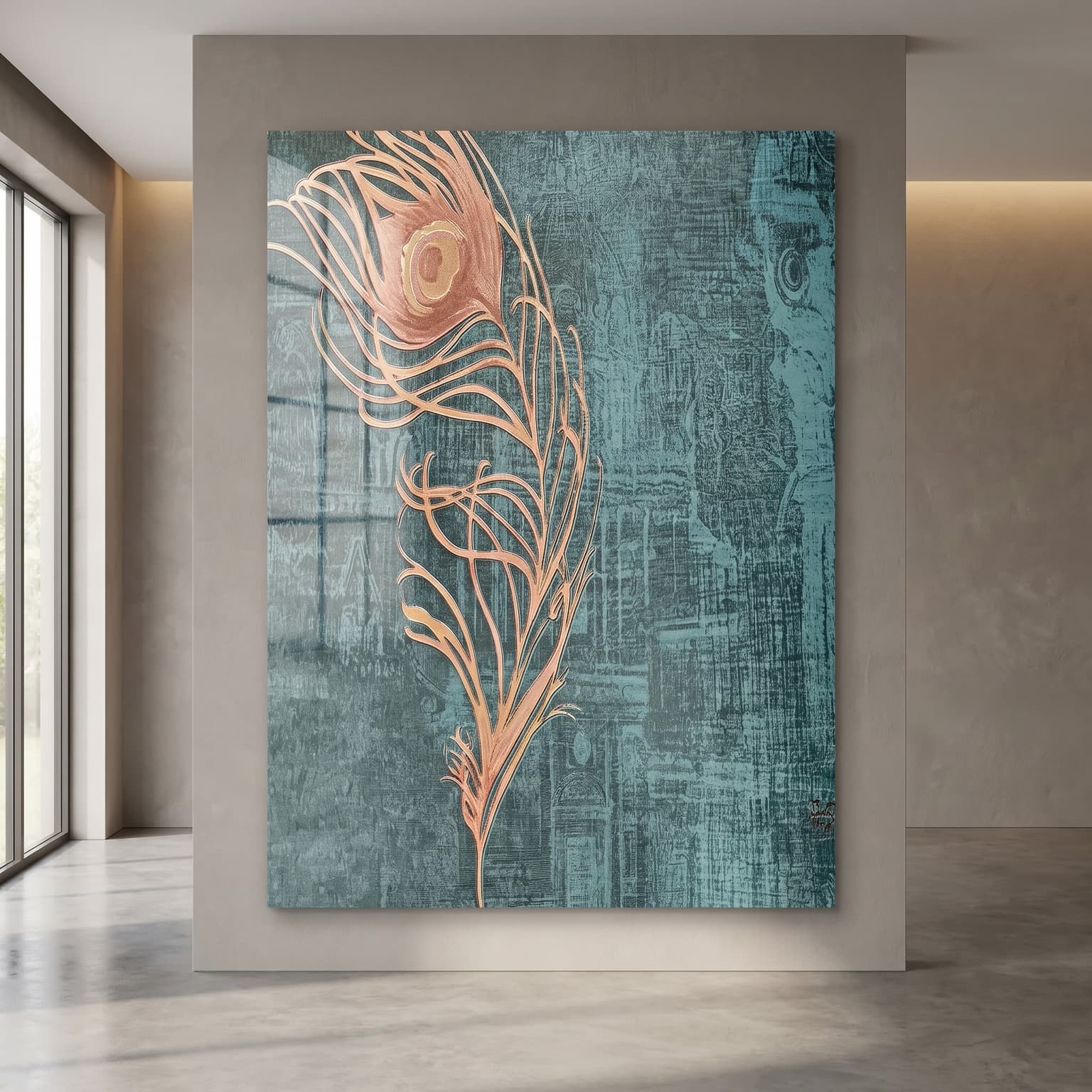 Super Heavy PVC Wall Panel – Royal Peacock Feather Designer Panel (10 ft × 10 in