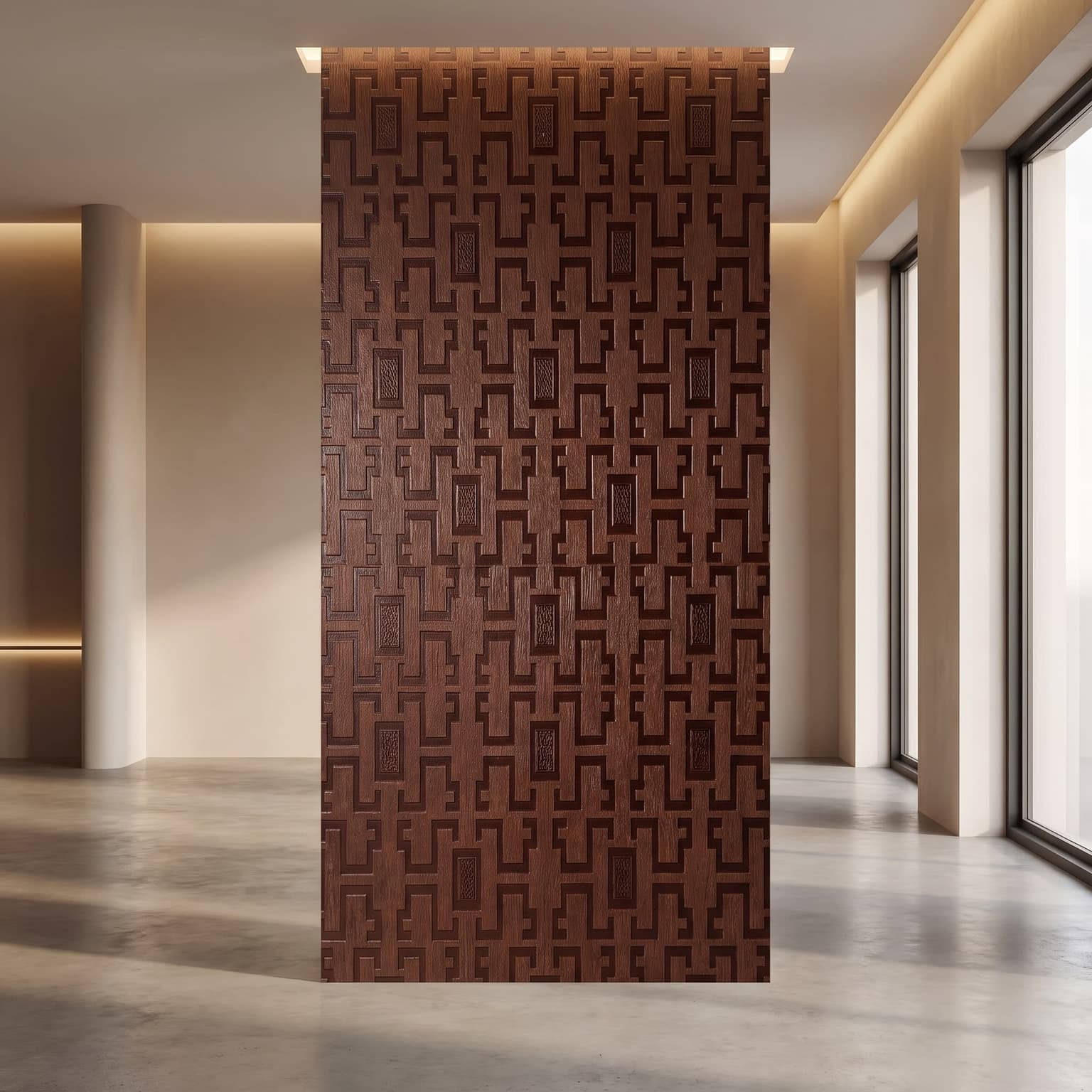 Super Heavy PVC Wall Panel | Walnut Geometric Wood Designer Panel | 10 ft × 10 in