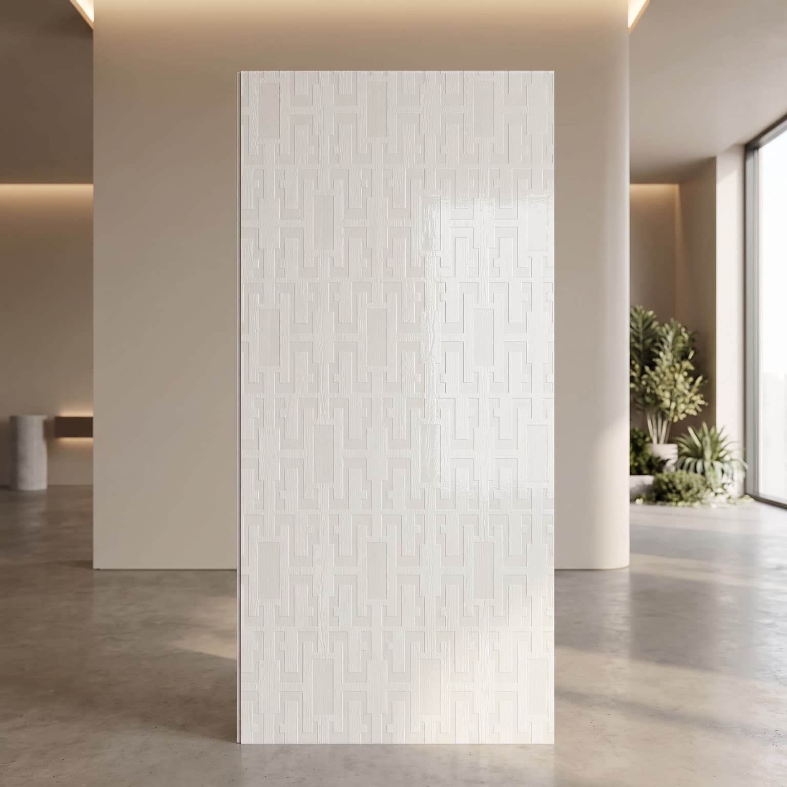 Super Heavy PVC Wall Panel | White Geometric Designer Panel | 10 ft × 10 in