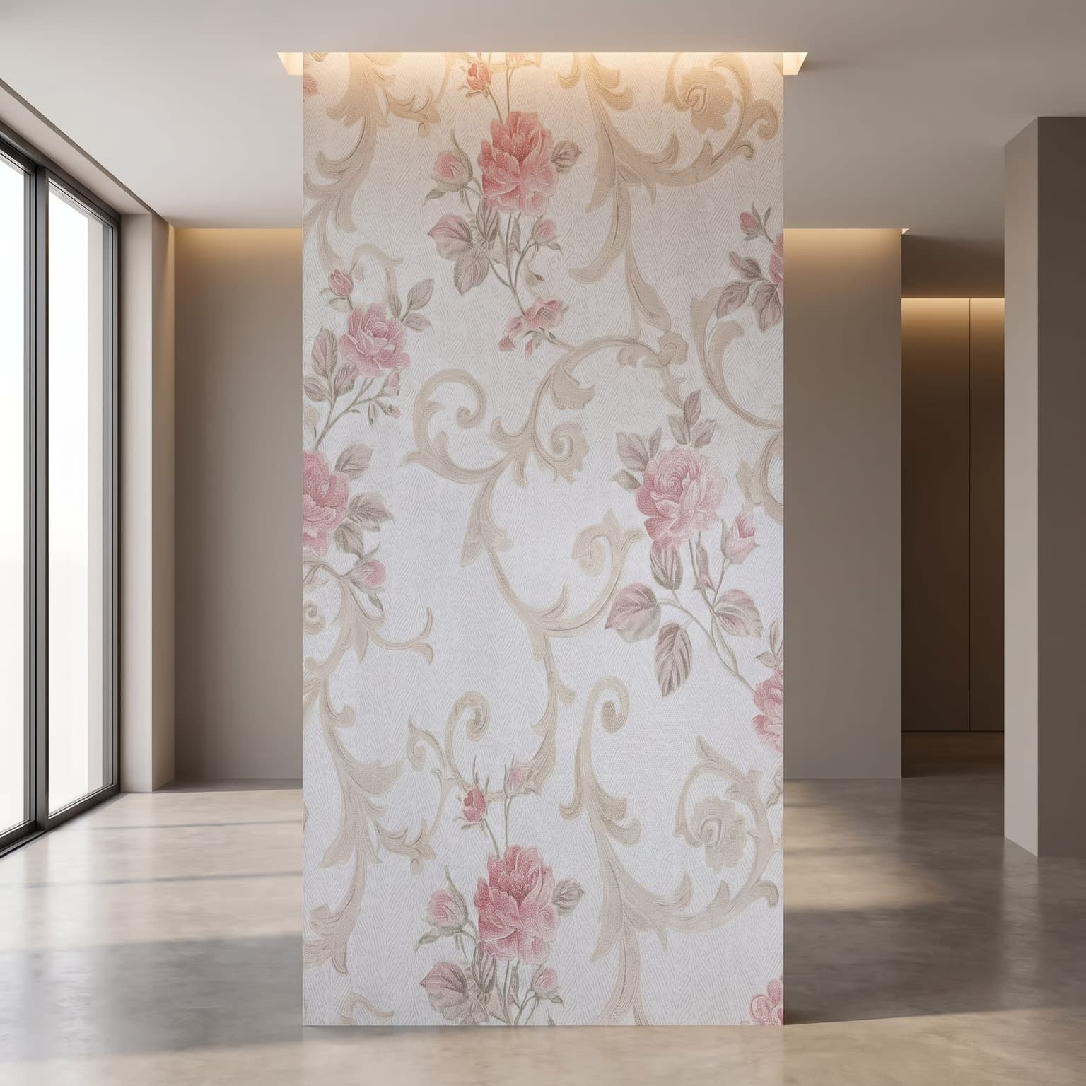 Super Heavy PVC Wall Panel | Vintage Pink Floral Designer Panel | 10 ft × 10 inch