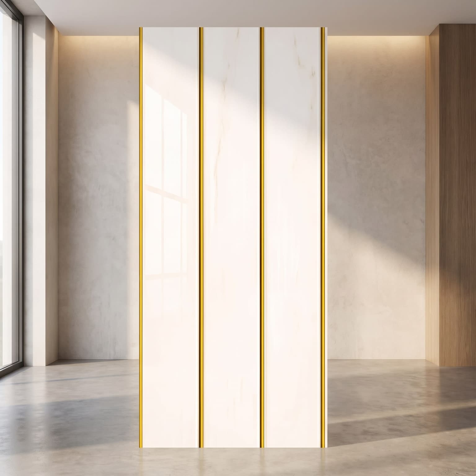 PVC Ceiling Panel | White Marble with Gold Strip Design | 10 ft × 10 inch