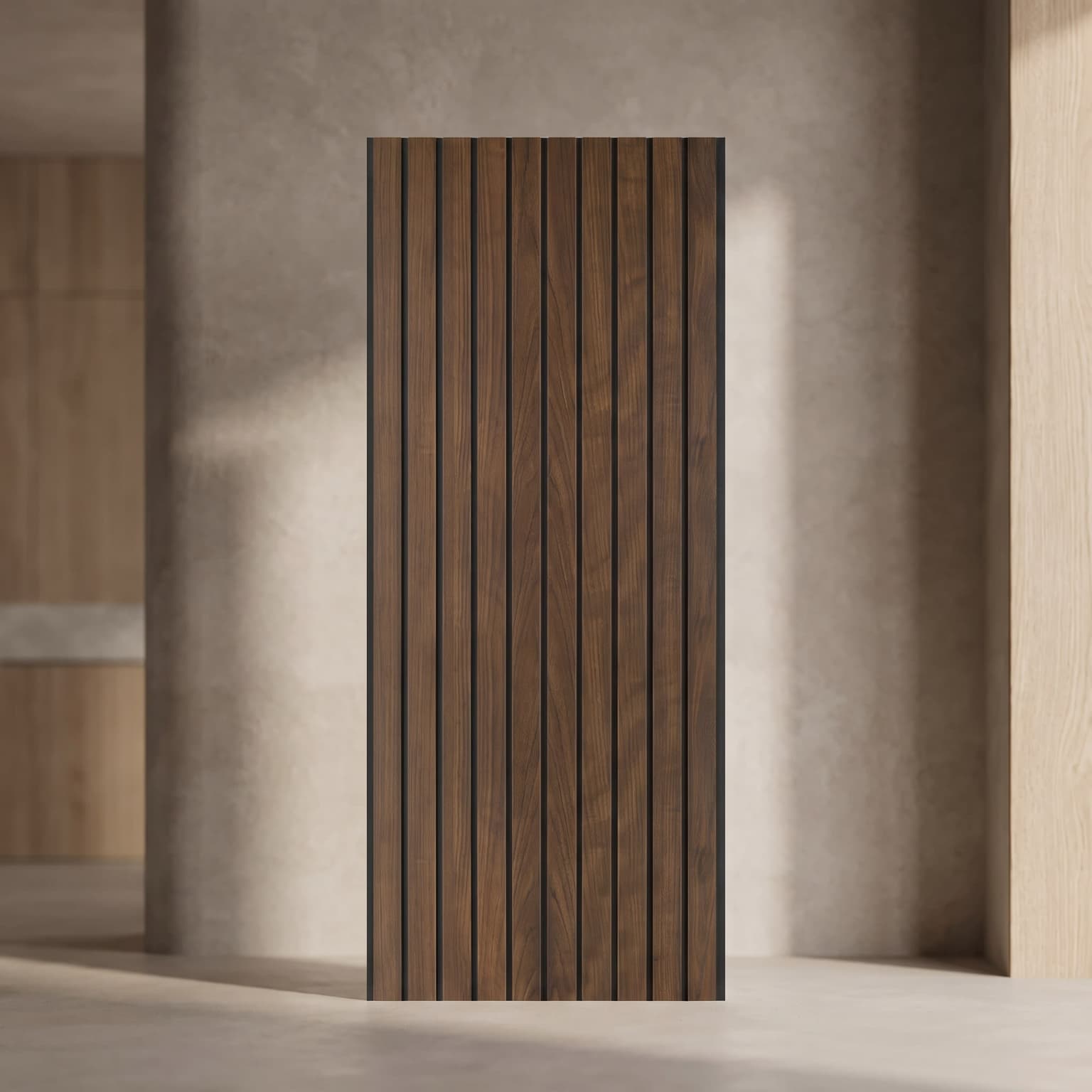 Natural Walnut PVC Fluted Wall Panel | 10 Feet × 1 Foot | FLT-53