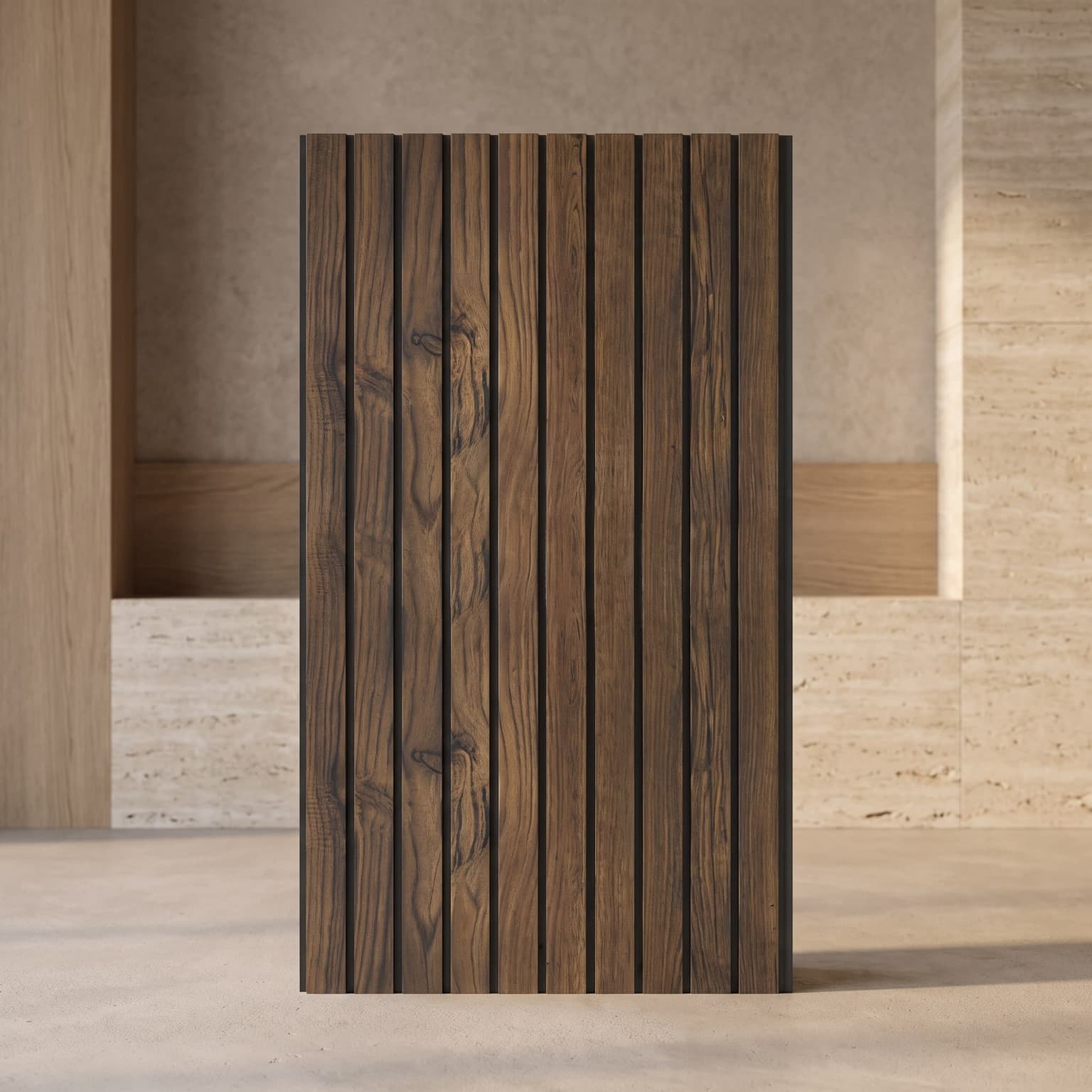 Rustic Walnut PVC Fluted Wall Panel | 10 Feet × 1 Foot | FLT-54