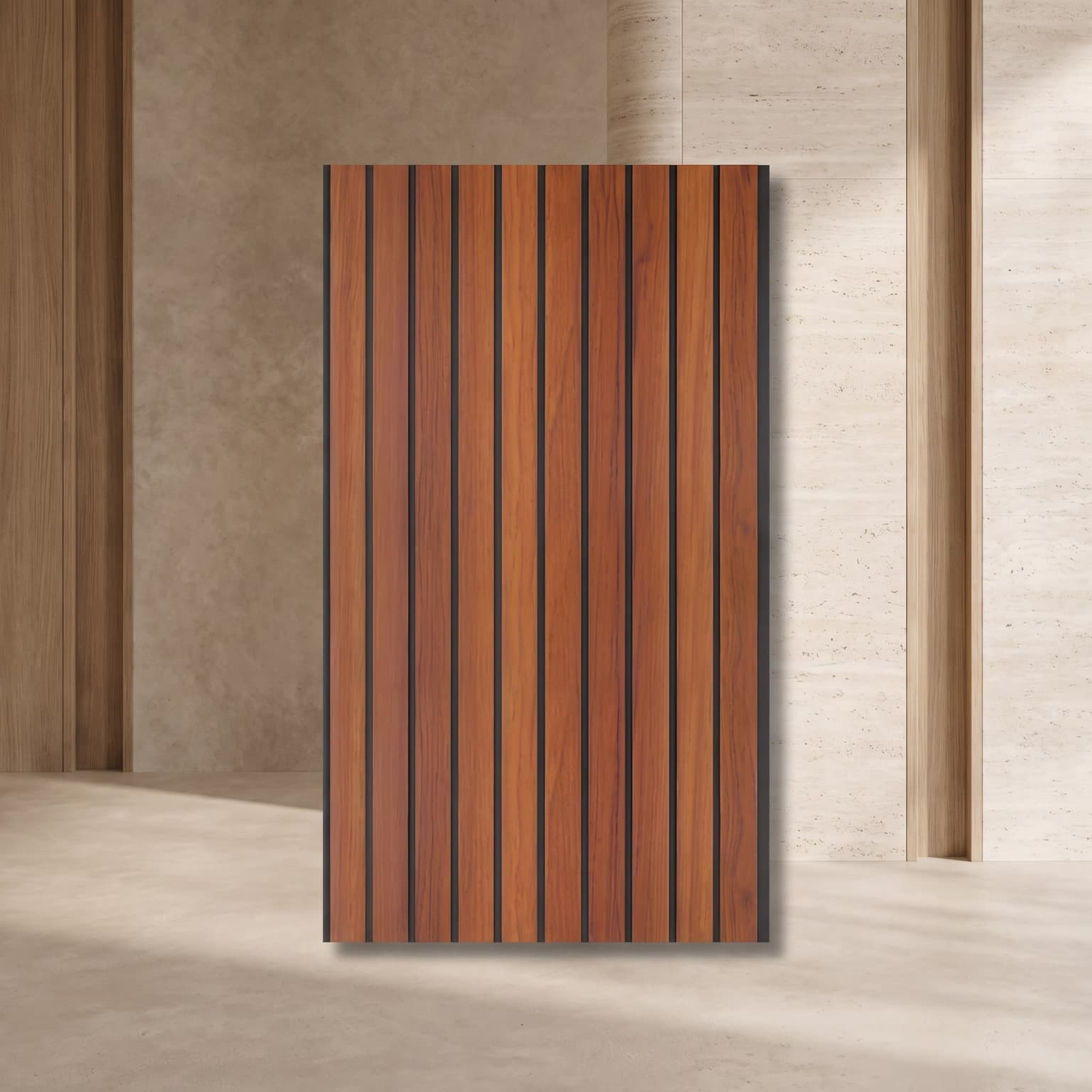 Golden Teak PVC Fluted Wall Panel  10 Feet × 1 Foot  FLT-55