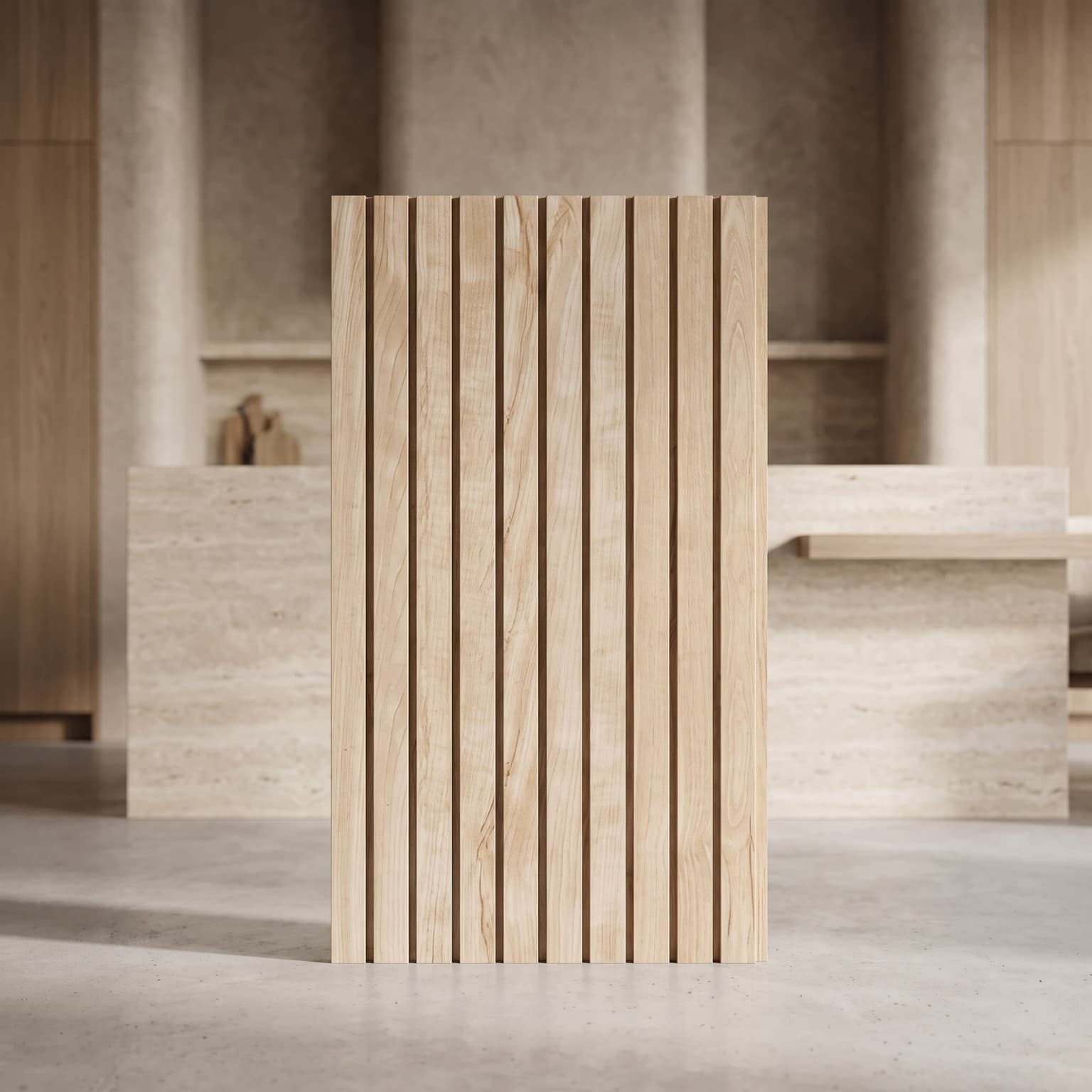 Natural Maple PVC Fluted Wall Panel  10 Feet × 1 Foot  FLT-56