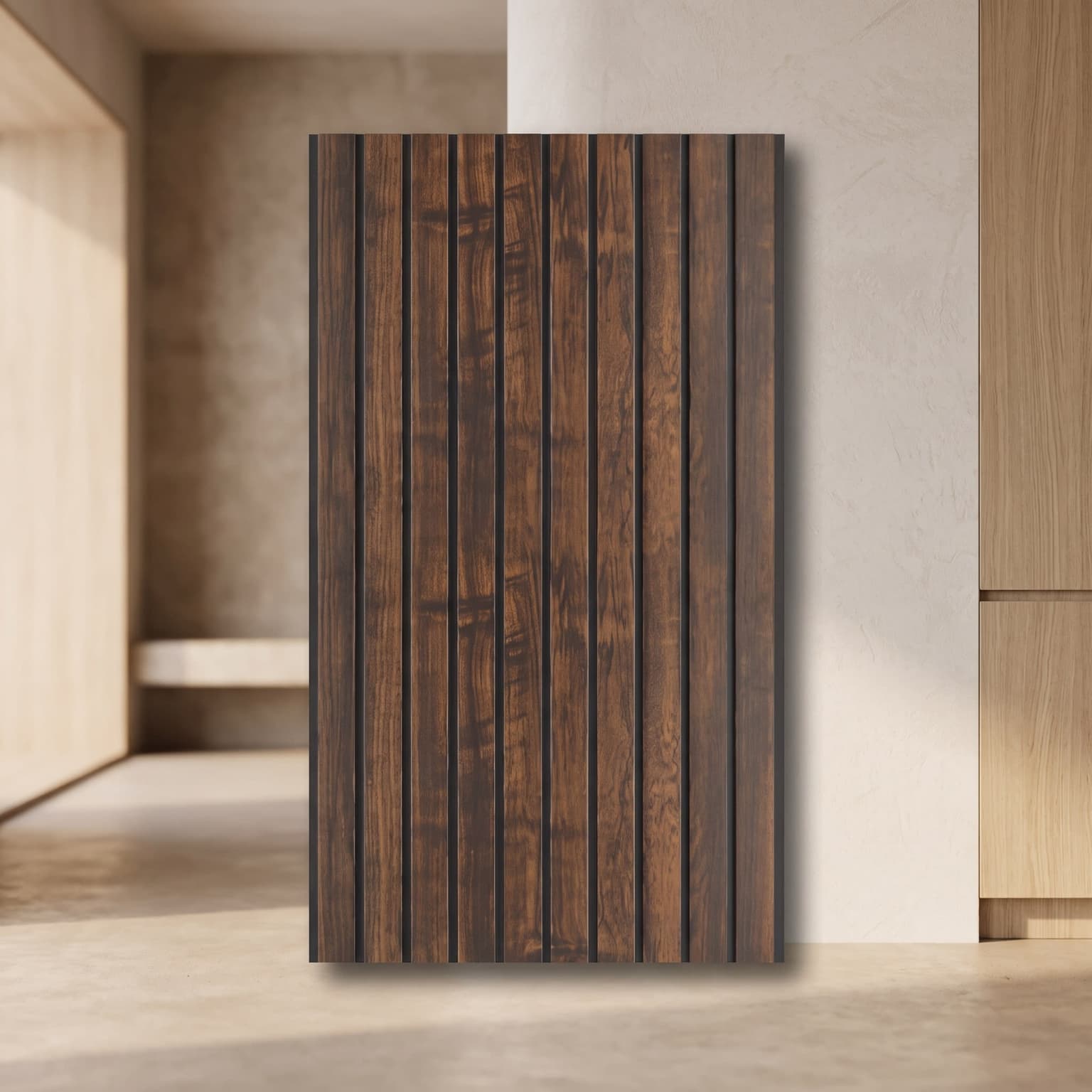 Espresso Walnut PVC Fluted Wall Panel  10 Feet × 1 Foot  FLT-57