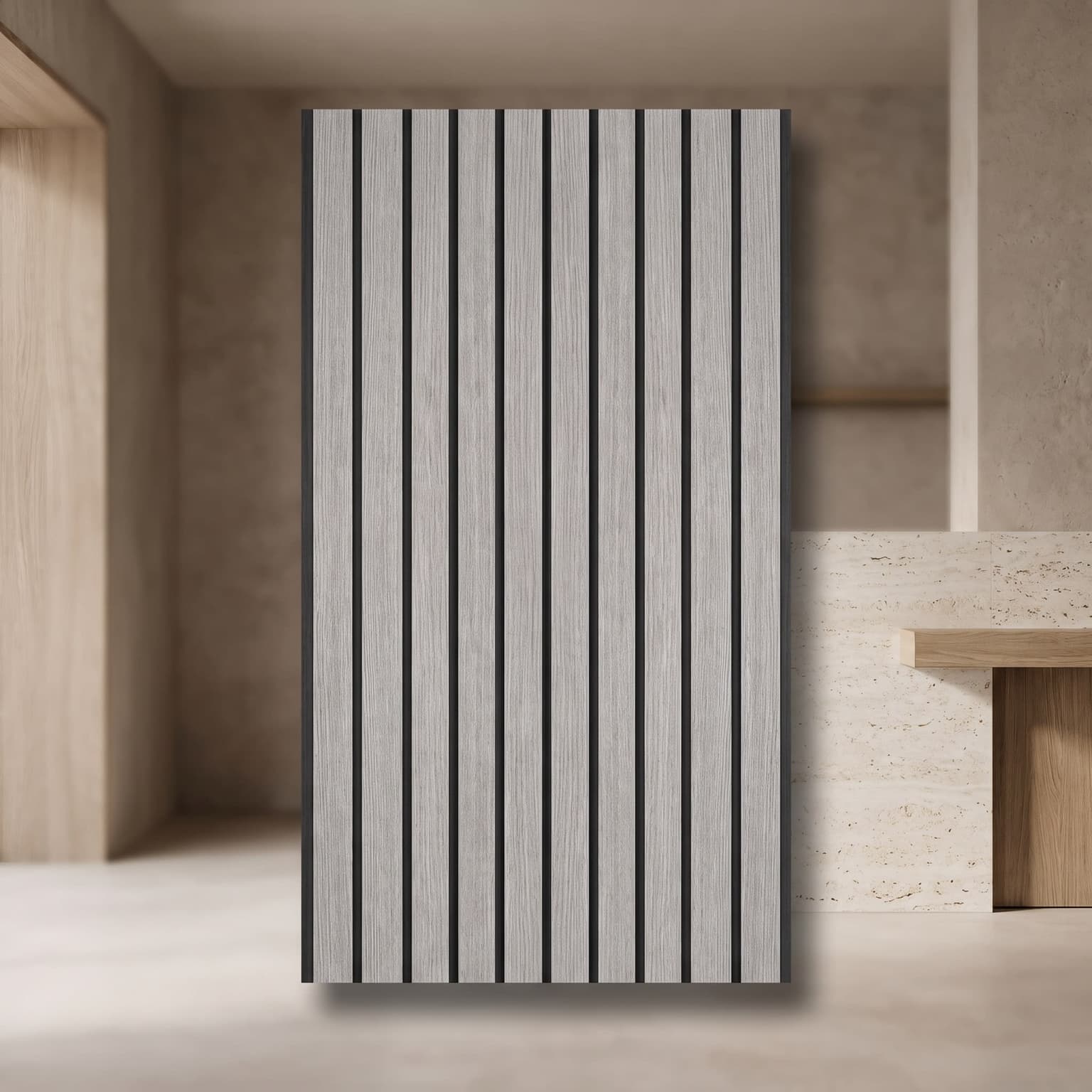 Ash Grey PVC Fluted Wall Panel | 10 Feet × 1 Foot | FLT-65