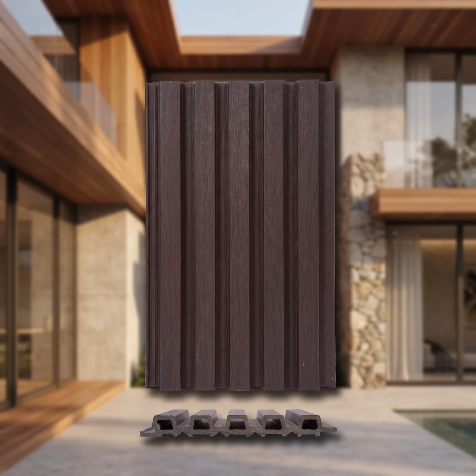 Walnut Brown WPC Exterior Cladding Panel 2900 × 219 × 25 mm