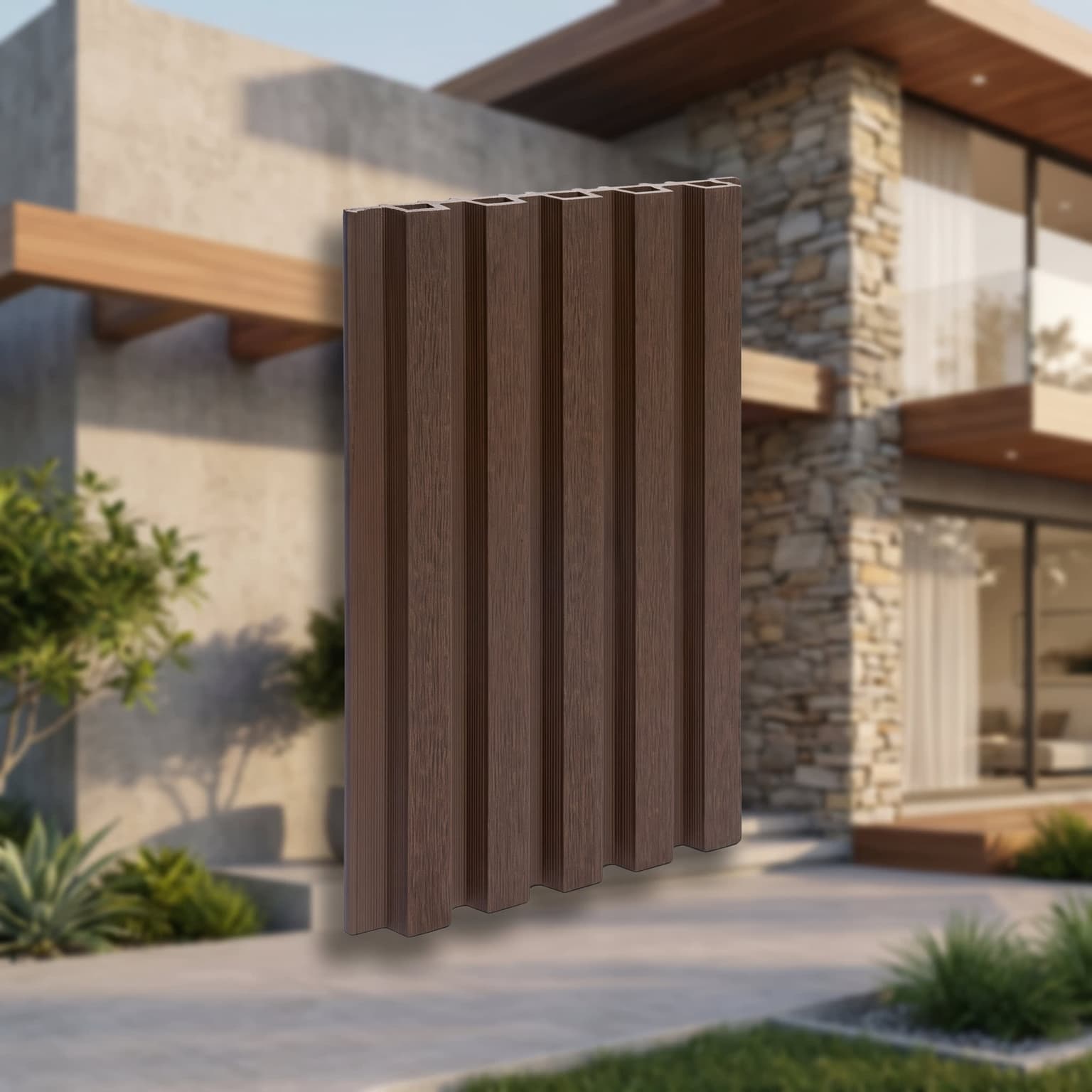 Coffee Brown WPC Exterior Cladding Panel 2900 × 219 × 25 mm