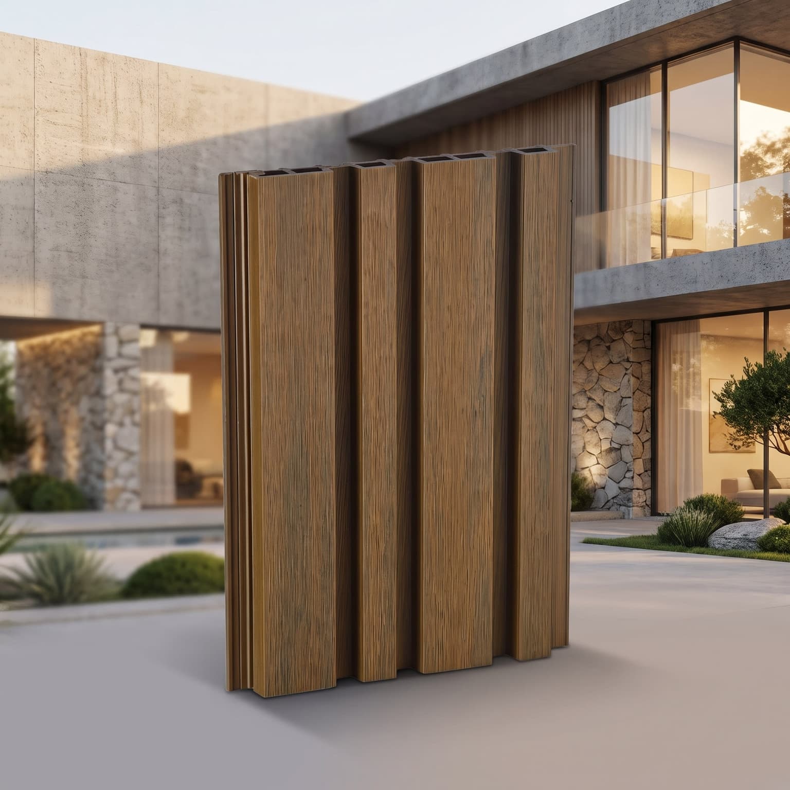 Golden Teak WPC Exterior Cladding Panel 2900 × 219 × 25 mm | 4 Line 