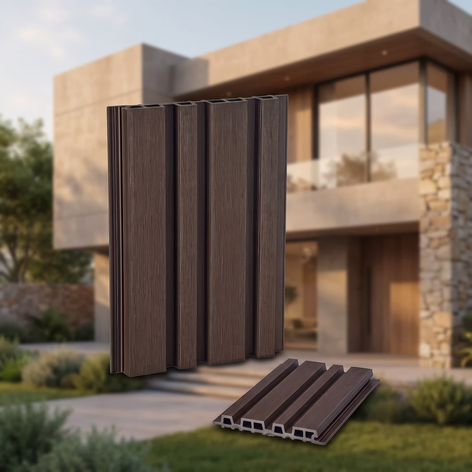 Coffee Walnut WPC Exterior Cladding Panel 2900 × 219 × 25 mm