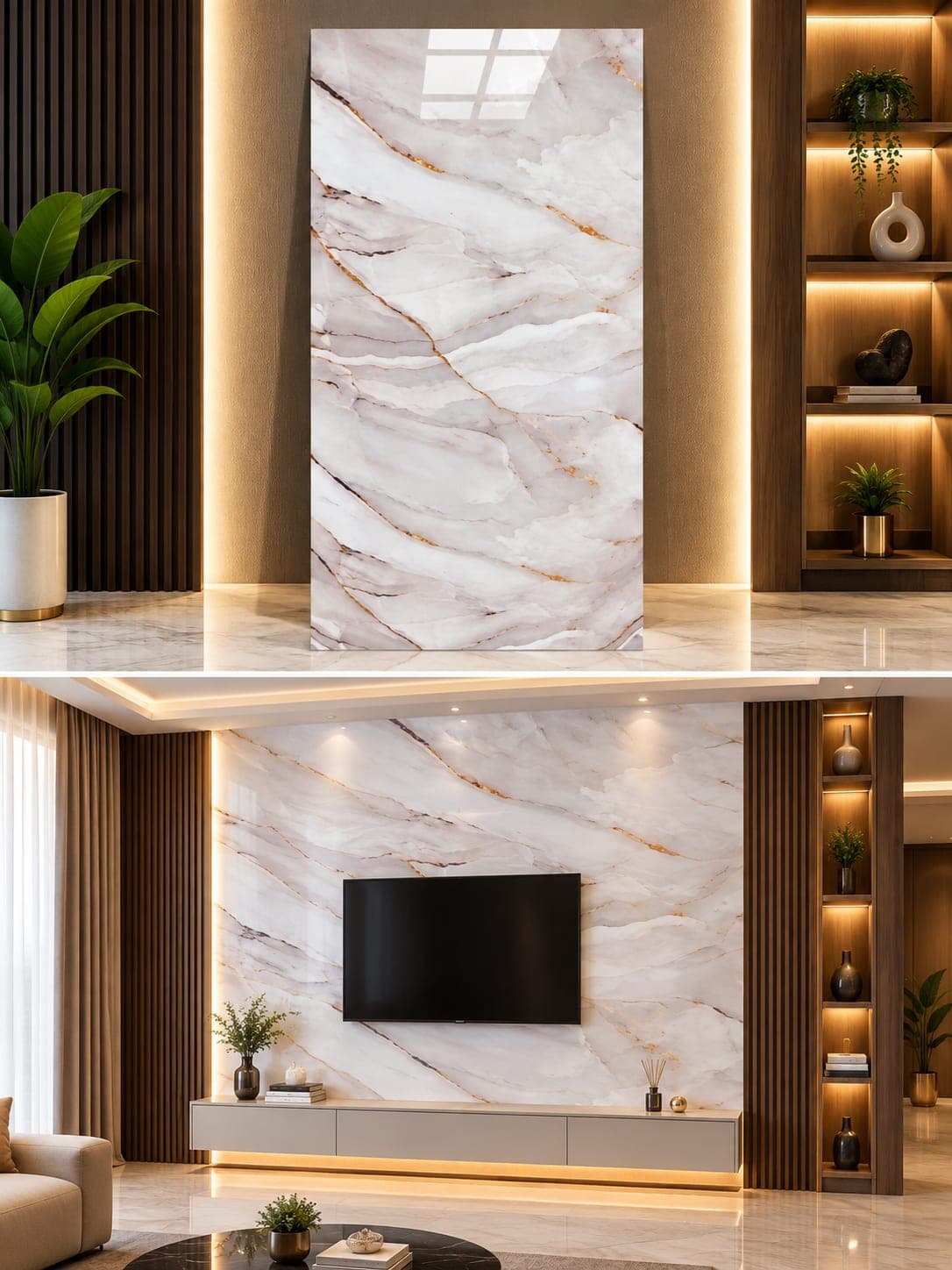 white grey gold vein | Uv  marble sheet 8x4-feet image 1
