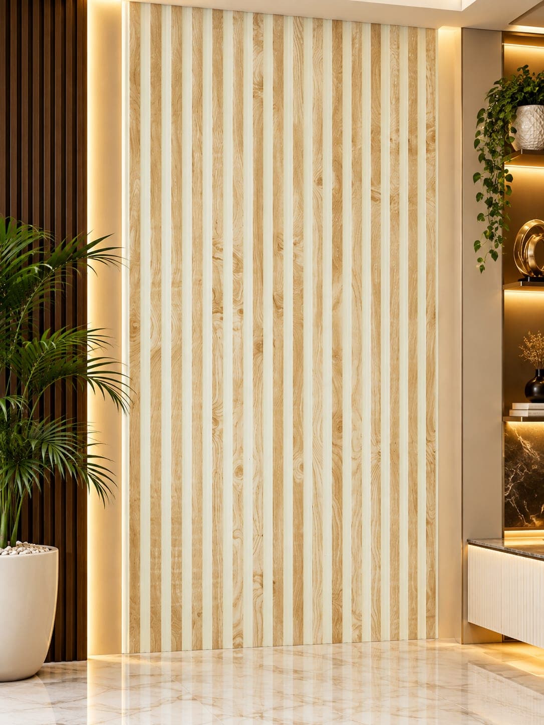 Light Natural Oak Fluted Wall Panel MNH-1001 | 12 Inch × 10 Feet image 1