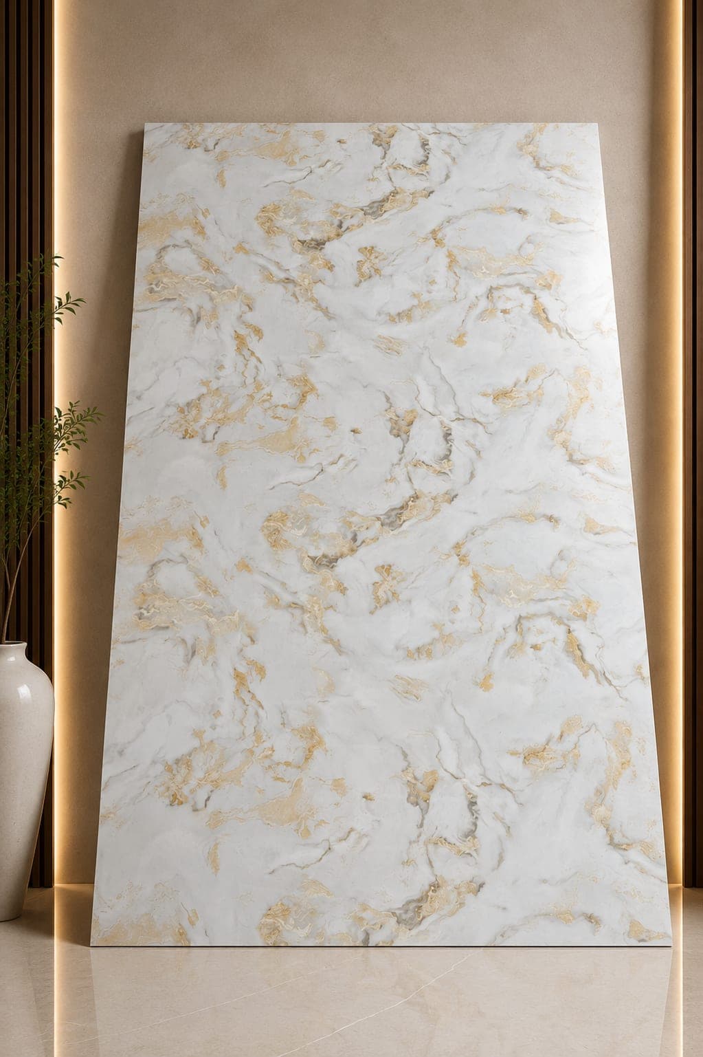 Golden Cloud Marble UV Sheet | Premium PVC Wall Panel | 8 × 4 Feet