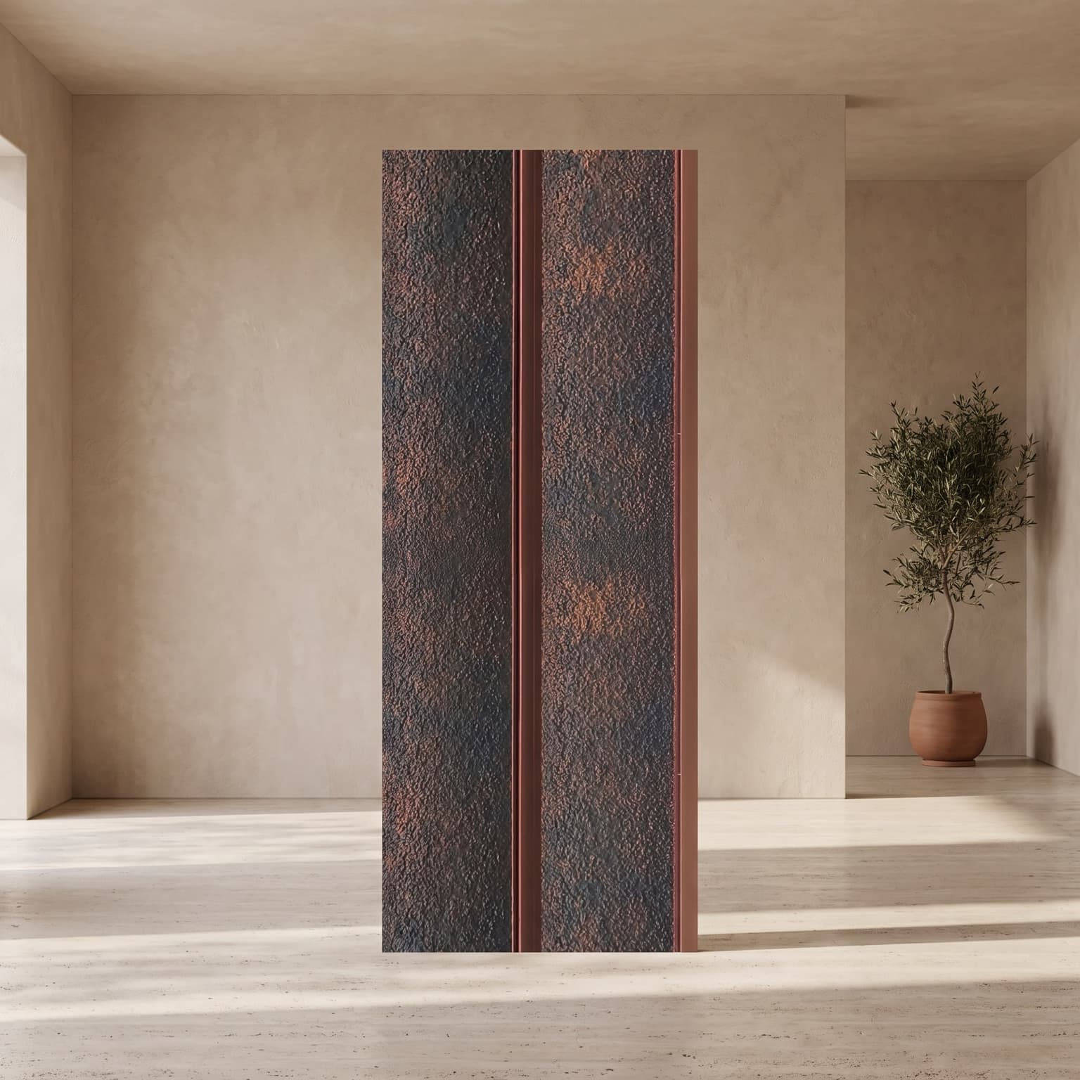 Rust Copper Textured Charcoal Wall Panel 120 × 2900 mm