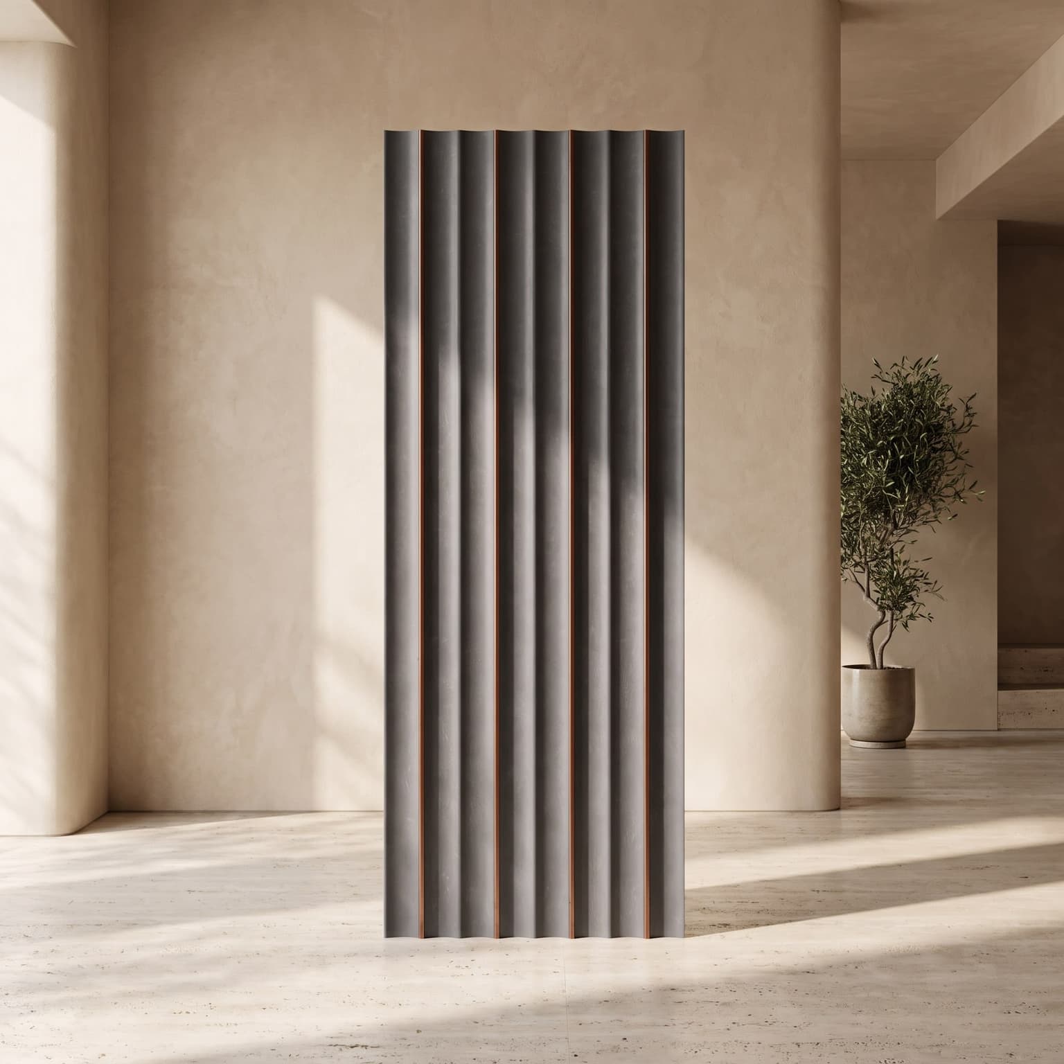 Graphite Grey Fluted Charcoal Wall Panel 120 × 2900 mm